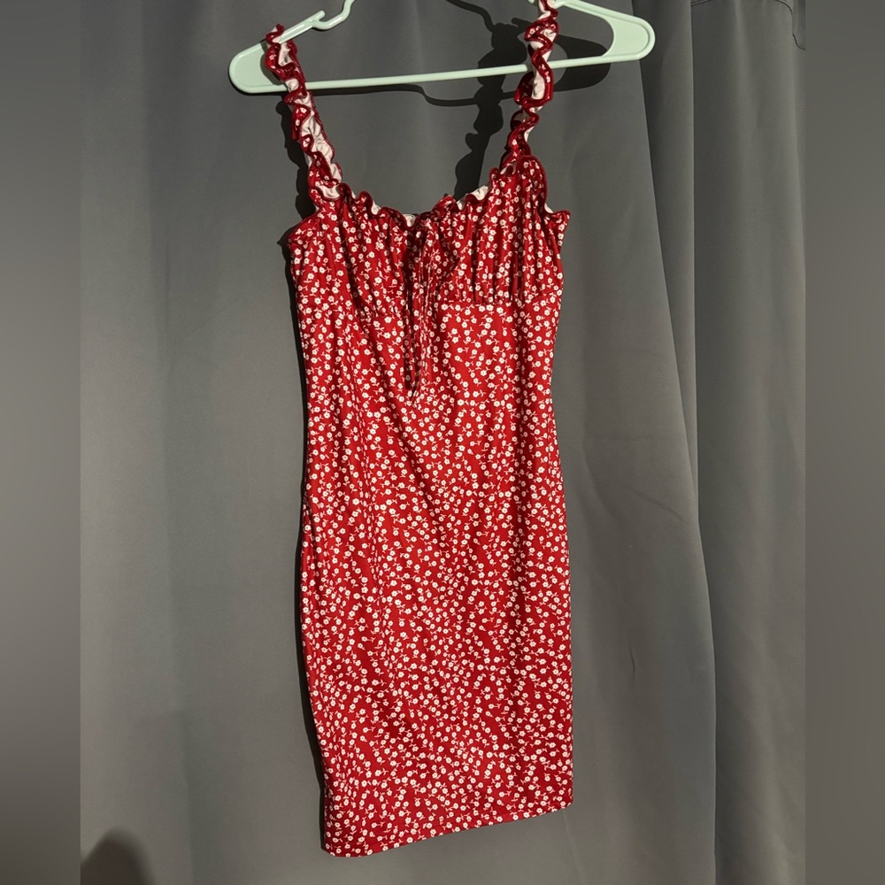 Red Floral Mini Dress - Picture 2 of 4